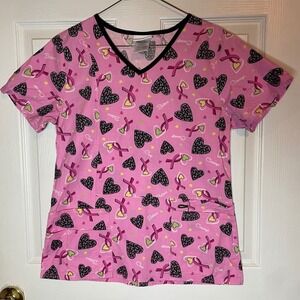 Scrubstar XS Pink‎ Breast Cancer Awareness Scrub Top